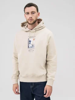 Neutral Ecru Overhead Hoodie Hokusai Graphic License