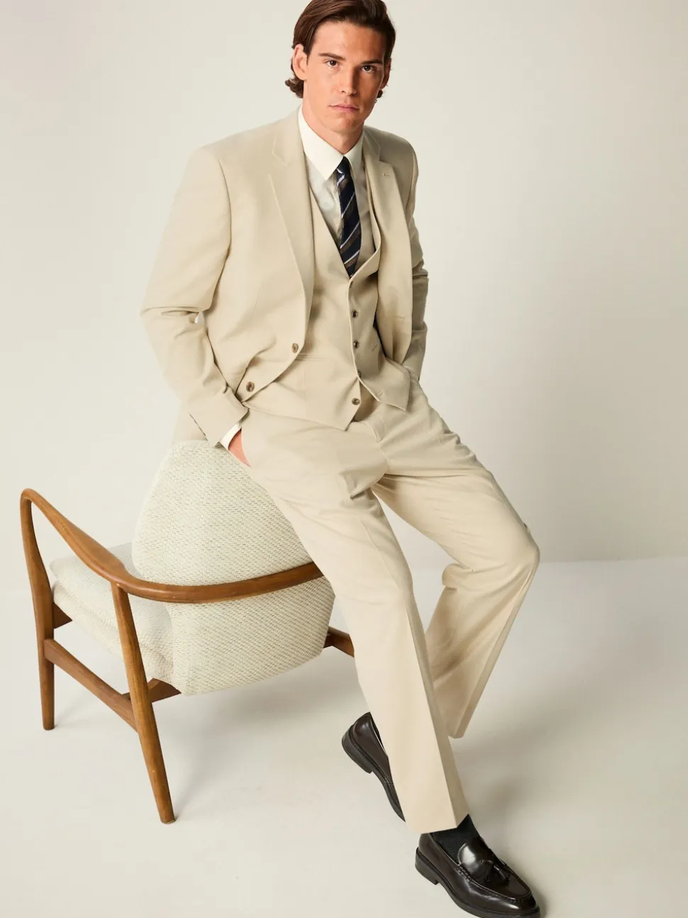 Neutral Flannel Suit Waistcoat