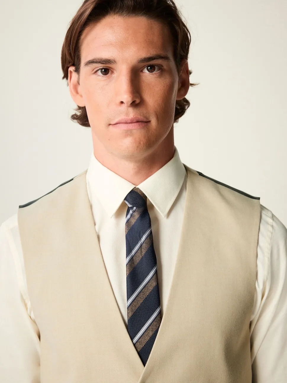 Neutral Flannel Suit Waistcoat