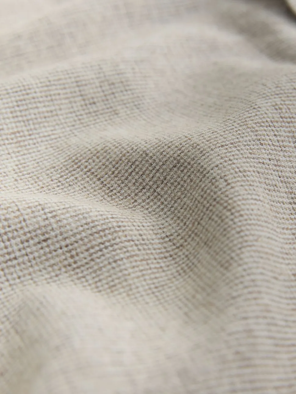 Neutral Grandad Collar Cotton Linen Blend Short Sleeve Shirt