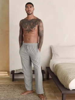 Neutral Herringbone Motionflex Cosy Open Hem Pyjama Bottoms