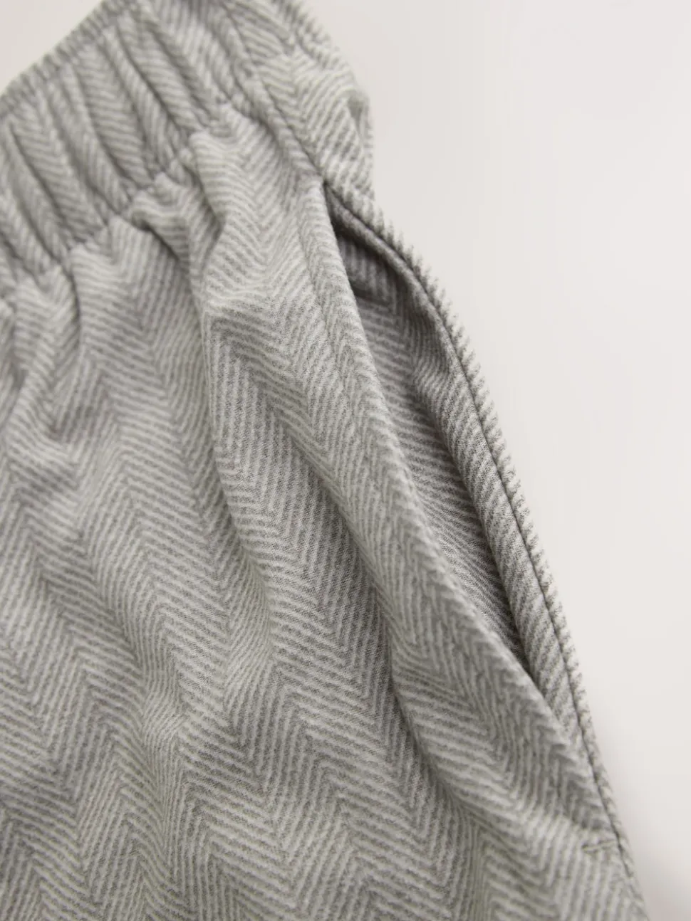 Neutral Herringbone Motionflex Cosy Open Hem Pyjama Bottoms