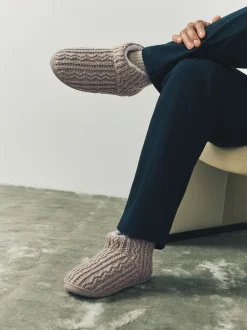 Neutral Knitted Boot Slippers