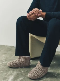 Neutral Knitted Boot Slippers