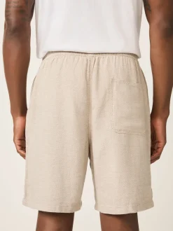Neutral Linen Blend Elasticated Waist Shorts