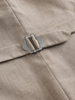 Neutral Linen Blend Texture Suit Waistcoat