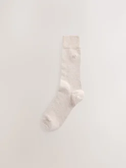 Neutral Marl 5 Pack Embroidered Lasting Fresh Socks