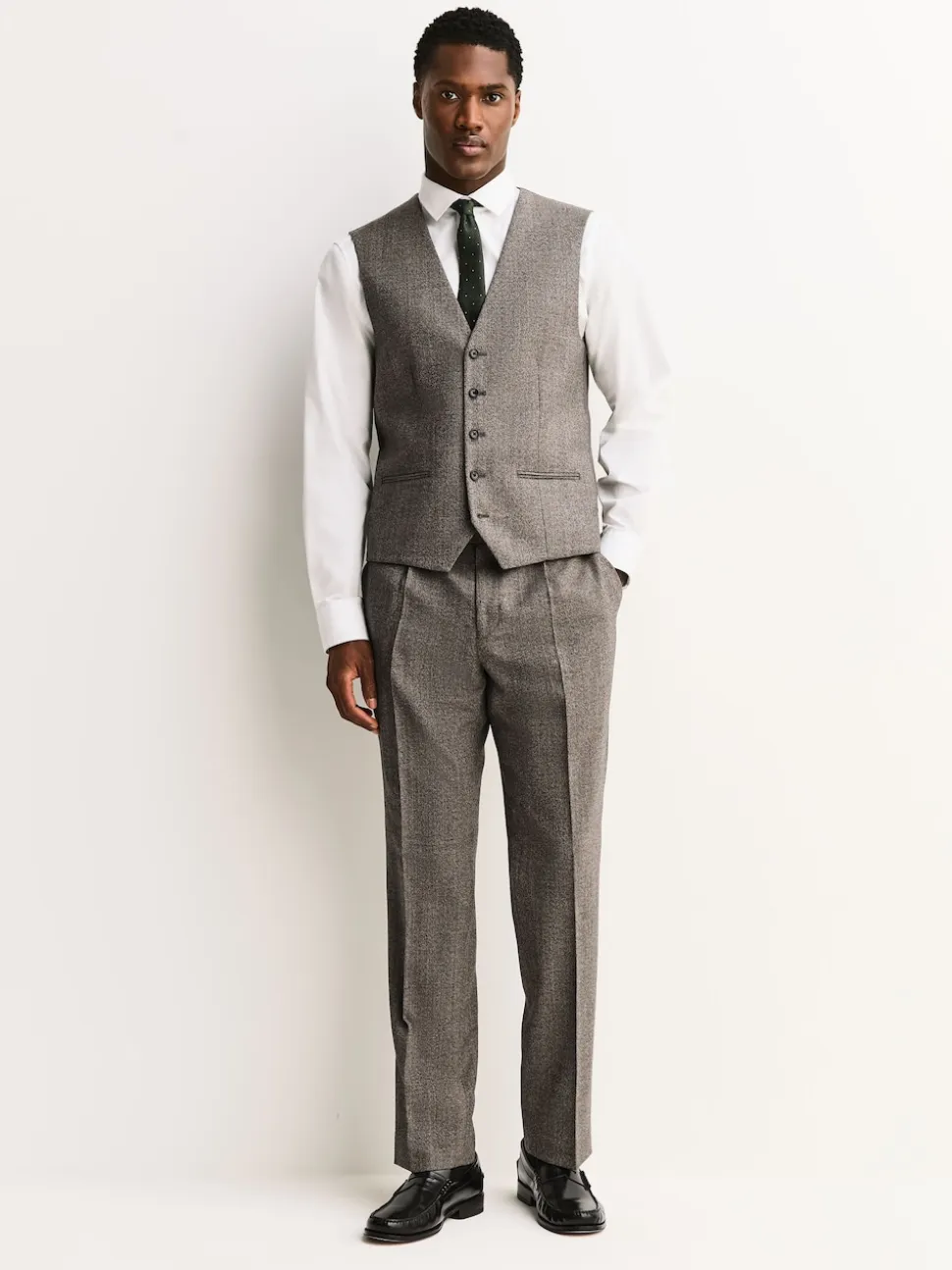 Neutral Merino Wool Blend Suit Waistcoat