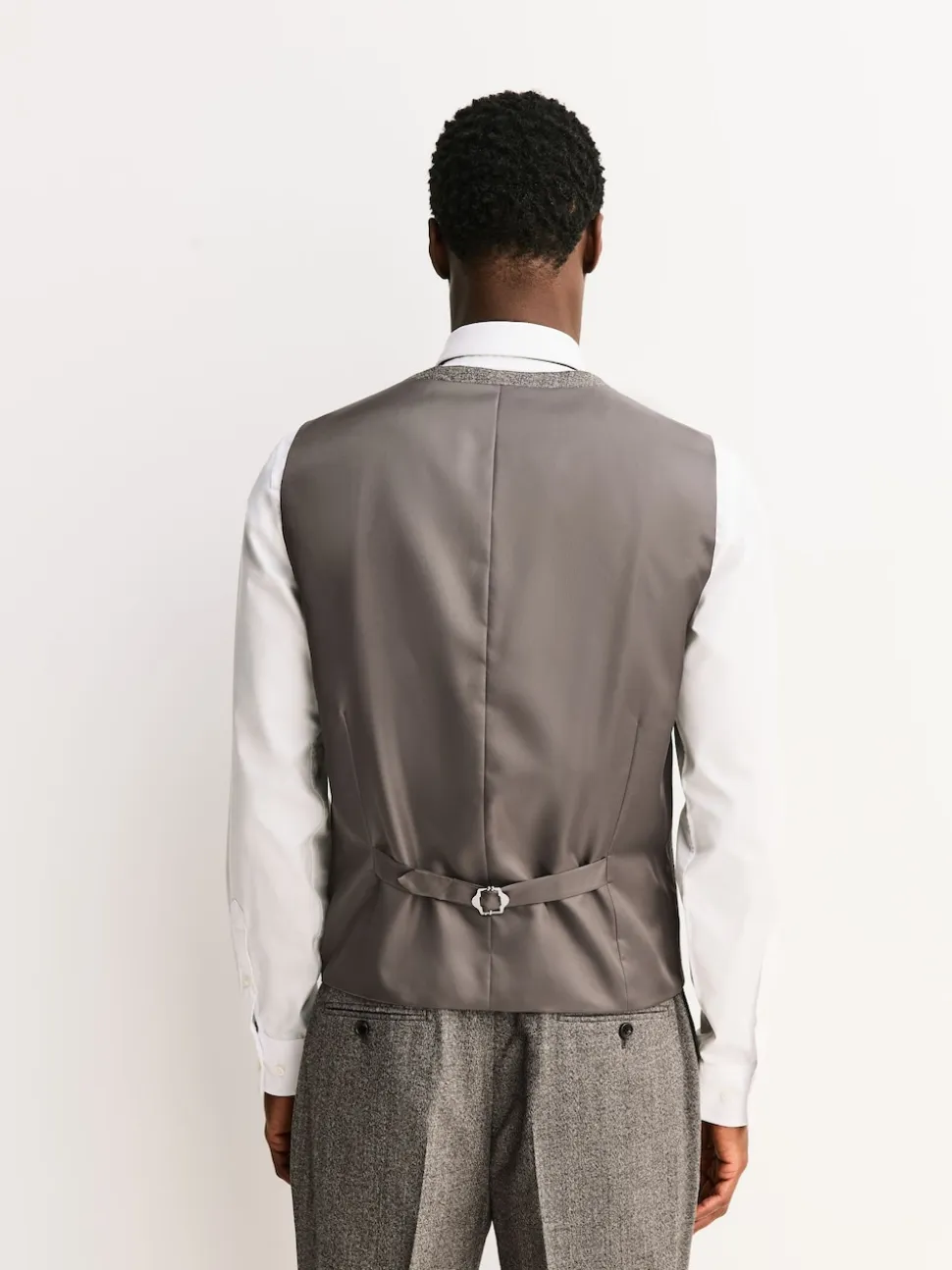 Neutral Merino Wool Blend Suit Waistcoat