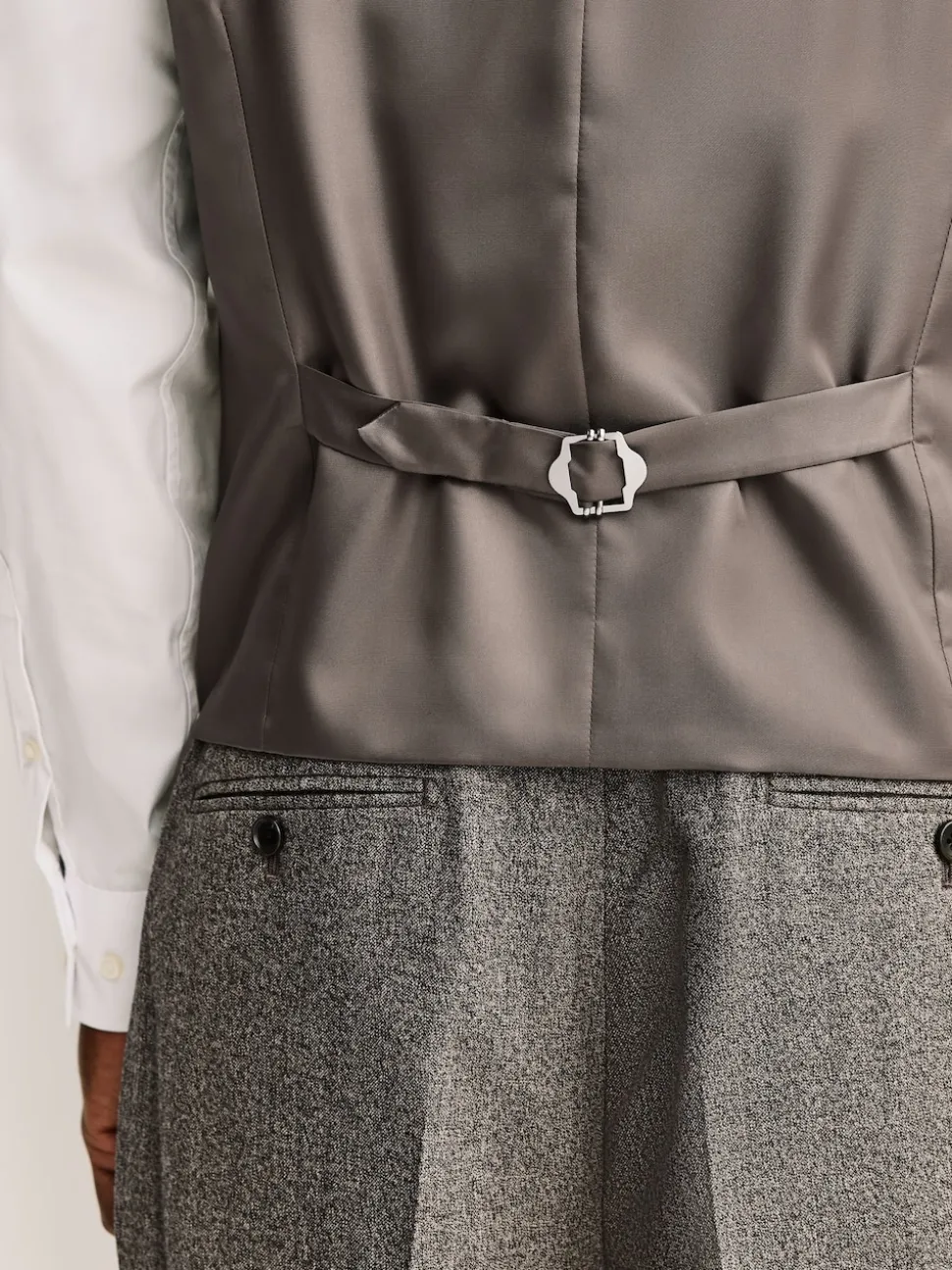Neutral Merino Wool Blend Suit Waistcoat