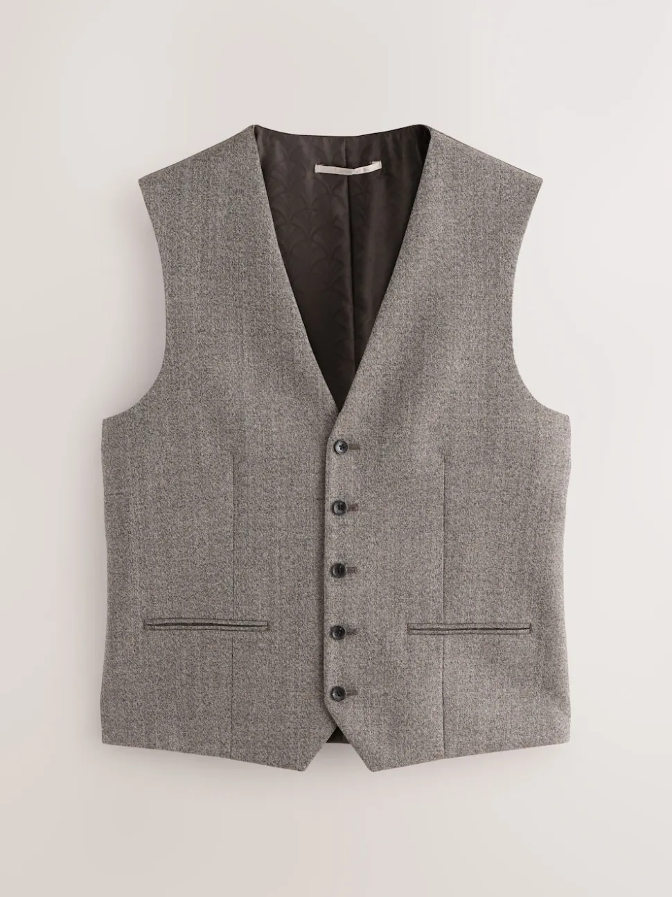 Neutral Merino Wool Blend Suit Waistcoat