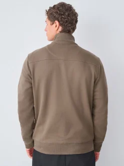 Neutral Non-Hooded Hybrid Full Zip Jacket