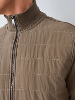 Neutral Non-Hooded Hybrid Full Zip Jacket