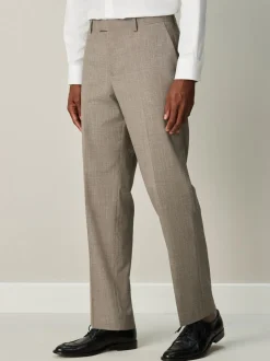 Neutral Regular Fit Contrast Fabric Detail Suit Trousers