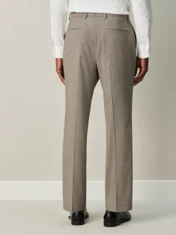 Neutral Regular Fit Contrast Fabric Detail Suit Trousers