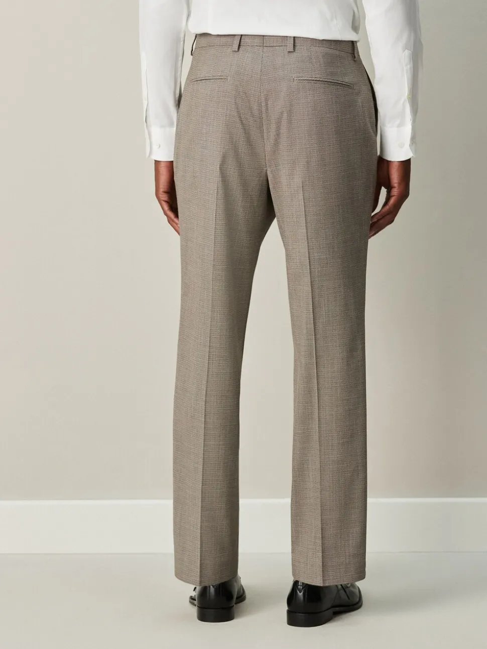 Neutral Regular Fit Contrast Fabric Detail Suit Trousers