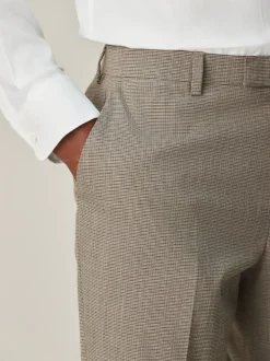 Neutral Regular Fit Contrast Fabric Detail Suit Trousers