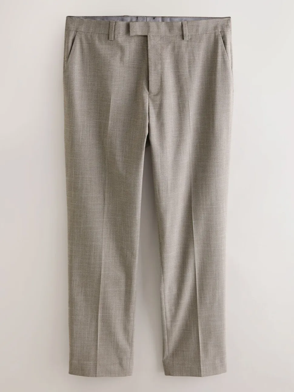 Neutral Regular Fit Contrast Fabric Detail Suit Trousers