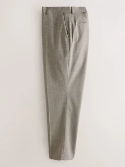 Neutral Regular Fit Contrast Fabric Detail Suit Trousers