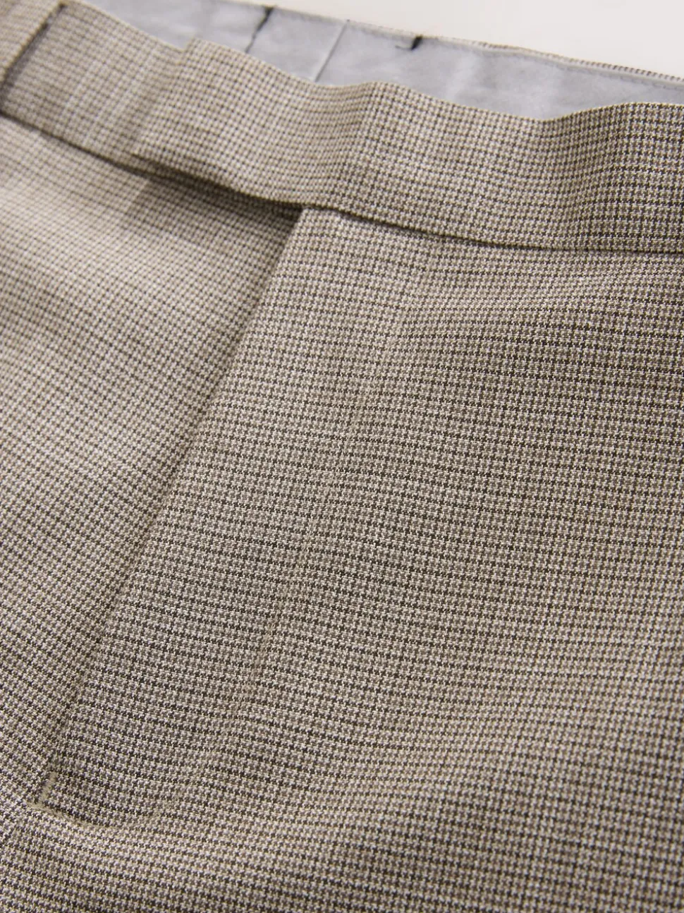 Neutral Regular Fit Contrast Fabric Detail Suit Trousers