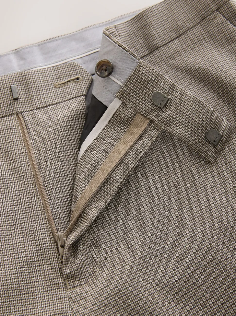 Neutral Regular Fit Contrast Fabric Detail Suit Trousers