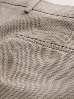 Neutral Regular Fit Contrast Fabric Detail Suit Trousers