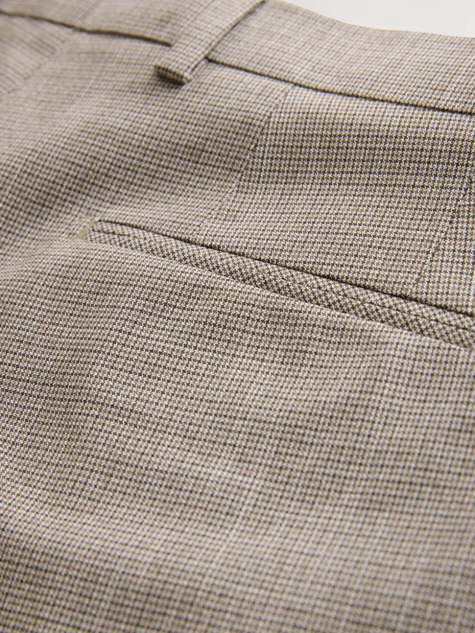 Neutral Regular Fit Contrast Fabric Detail Suit Trousers