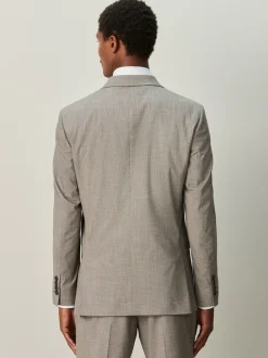 Neutral Regular Fit Contrast Fabric Detail Suit Jacket