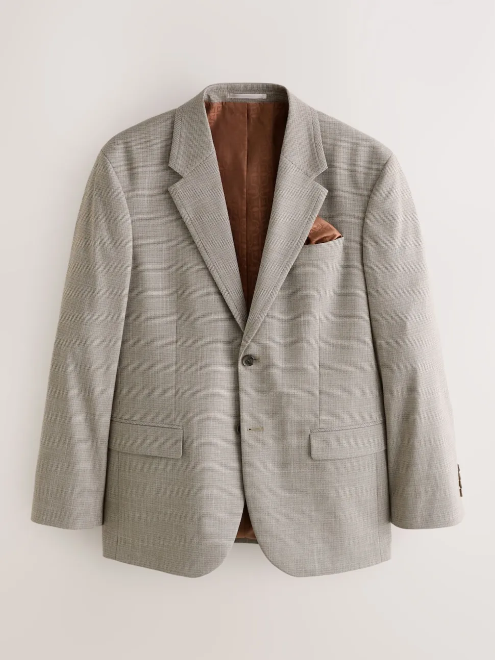 Neutral Regular Fit Contrast Fabric Detail Suit Jacket