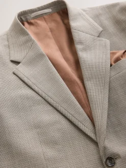 Neutral Regular Fit Contrast Fabric Detail Suit Jacket