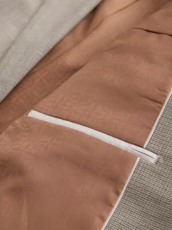Neutral Regular Fit Contrast Fabric Detail Suit Jacket
