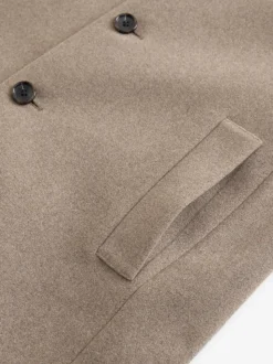 Neutral Regular Fit Epsom Overcoat with Wool