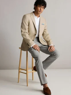 Neutral Regular Fit Linen Blend Blazer
