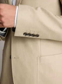 Neutral Regular Fit Linen Blend Blazer