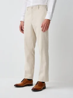 Neutral Regular Fit Linen Blend Check Suit Trousers