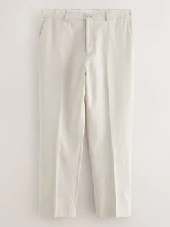 Neutral Regular Fit Linen Blend Check Suit Trousers