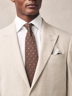 Neutral Regular Fit Linen Blend Check Suit Jacket