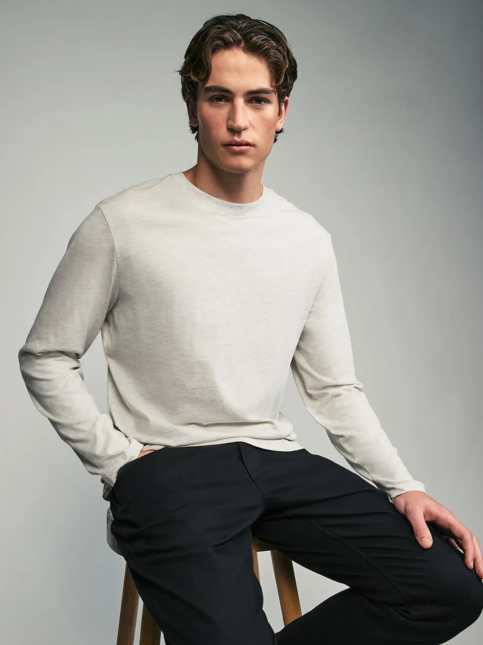 Neutral Regular Fit Regular Fit Long Sleeve 100% Cotton T-Shirts 5 Pack