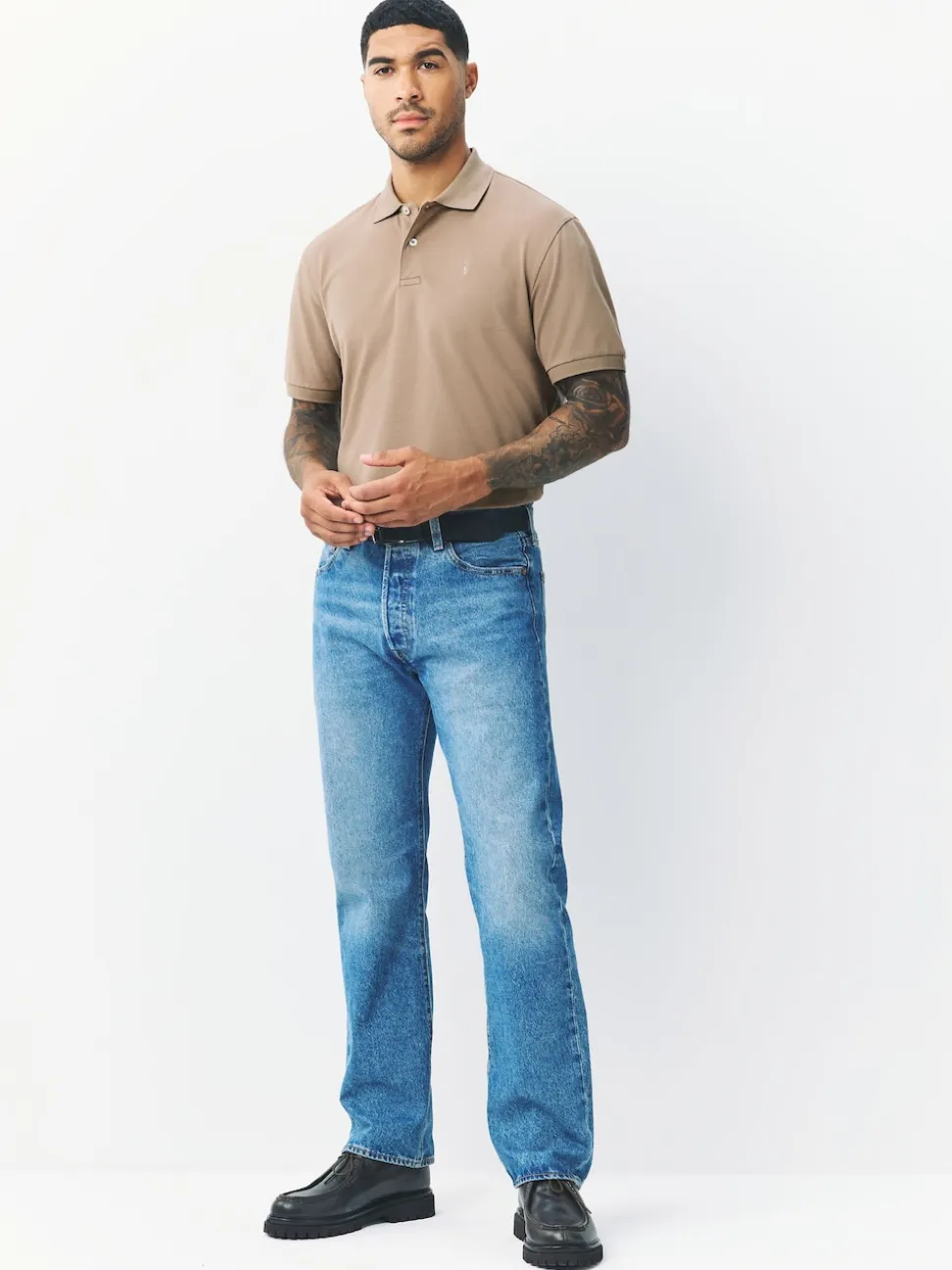 Neutral Regular Fit Short Sleeve Pique Polo Shirt