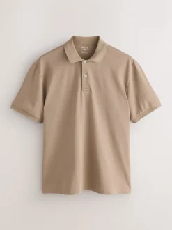 Neutral Regular Fit Short Sleeve Pique Polo Shirt