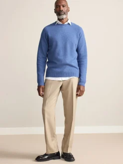 Neutral Regular Fit Signature 100% Wool Trousers With Motion Flex Waistband