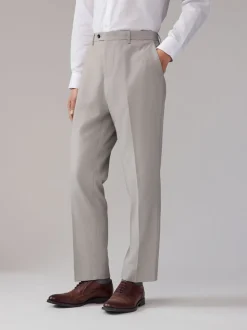 Neutral Regular Fit Textured Suit Trousers