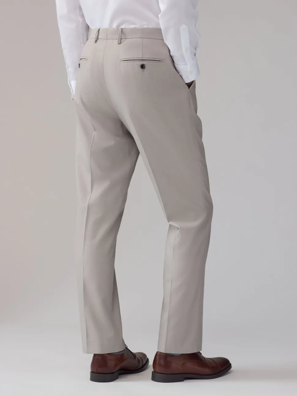 Neutral Regular Fit Textured Suit Trousers