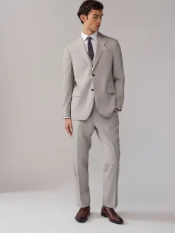 Neutral Regular Fit Textured Suit Jacket