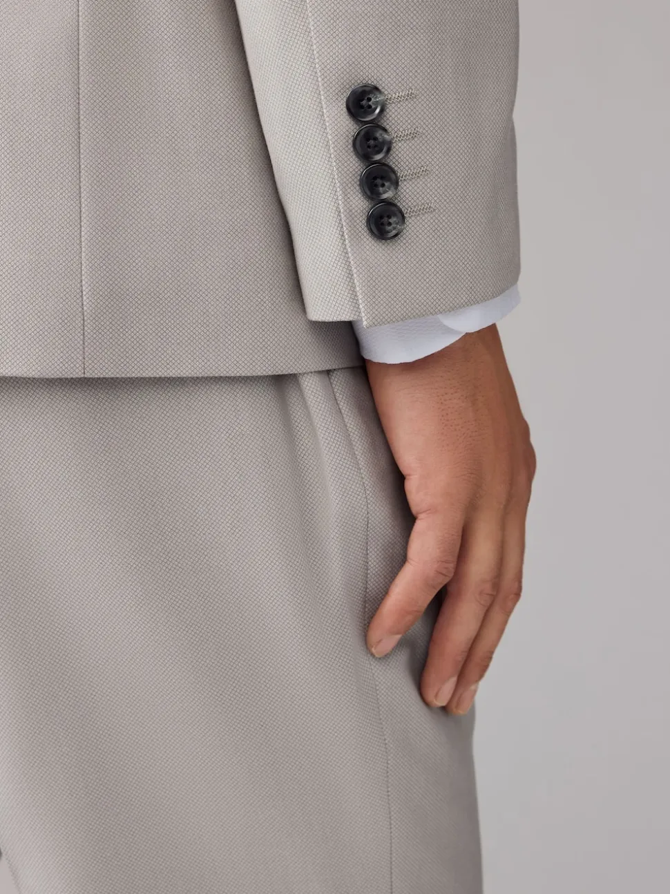 Neutral Regular Fit Textured Suit Jacket