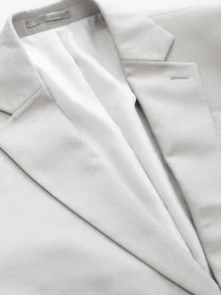 Neutral Regular Fit Textured Suit Jacket