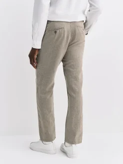 Neutral Regular Tapered Fit Linen Twill Trousers