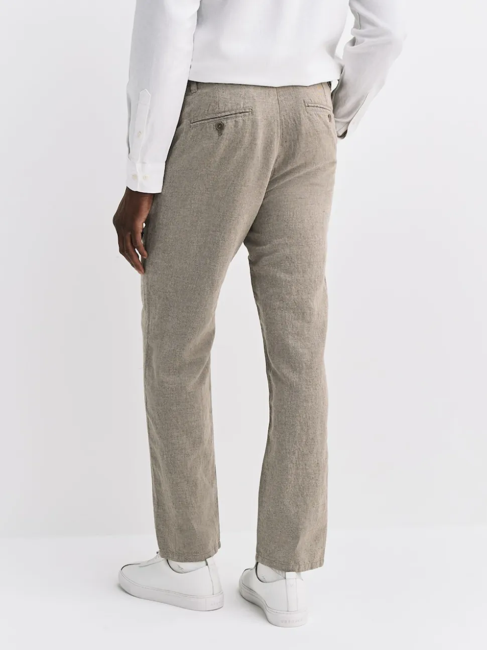 Neutral Regular Tapered Fit Linen Twill Trousers