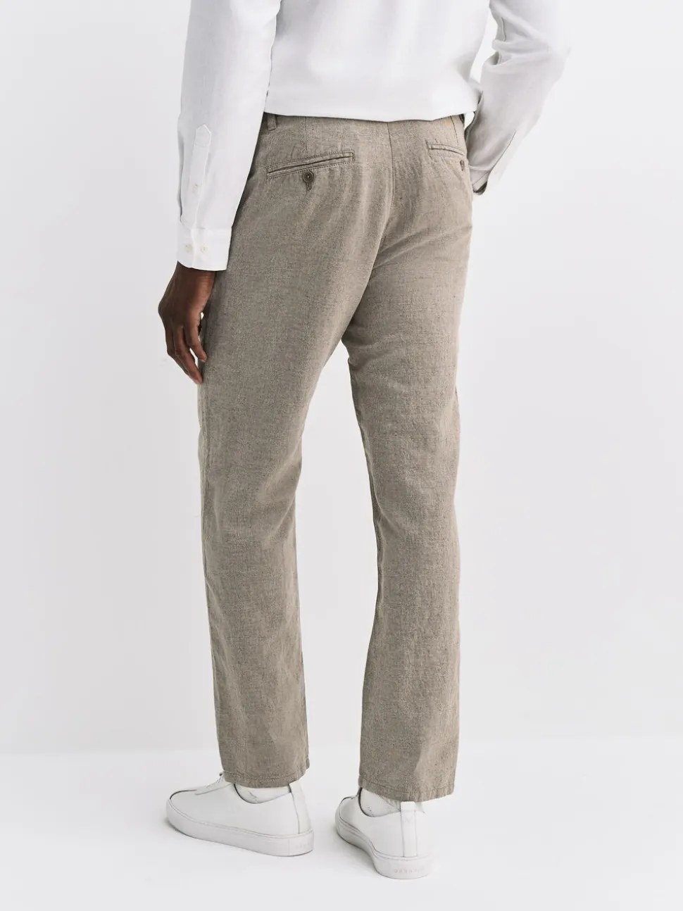 Neutral Regular Tapered Fit Linen Twill Trousers
