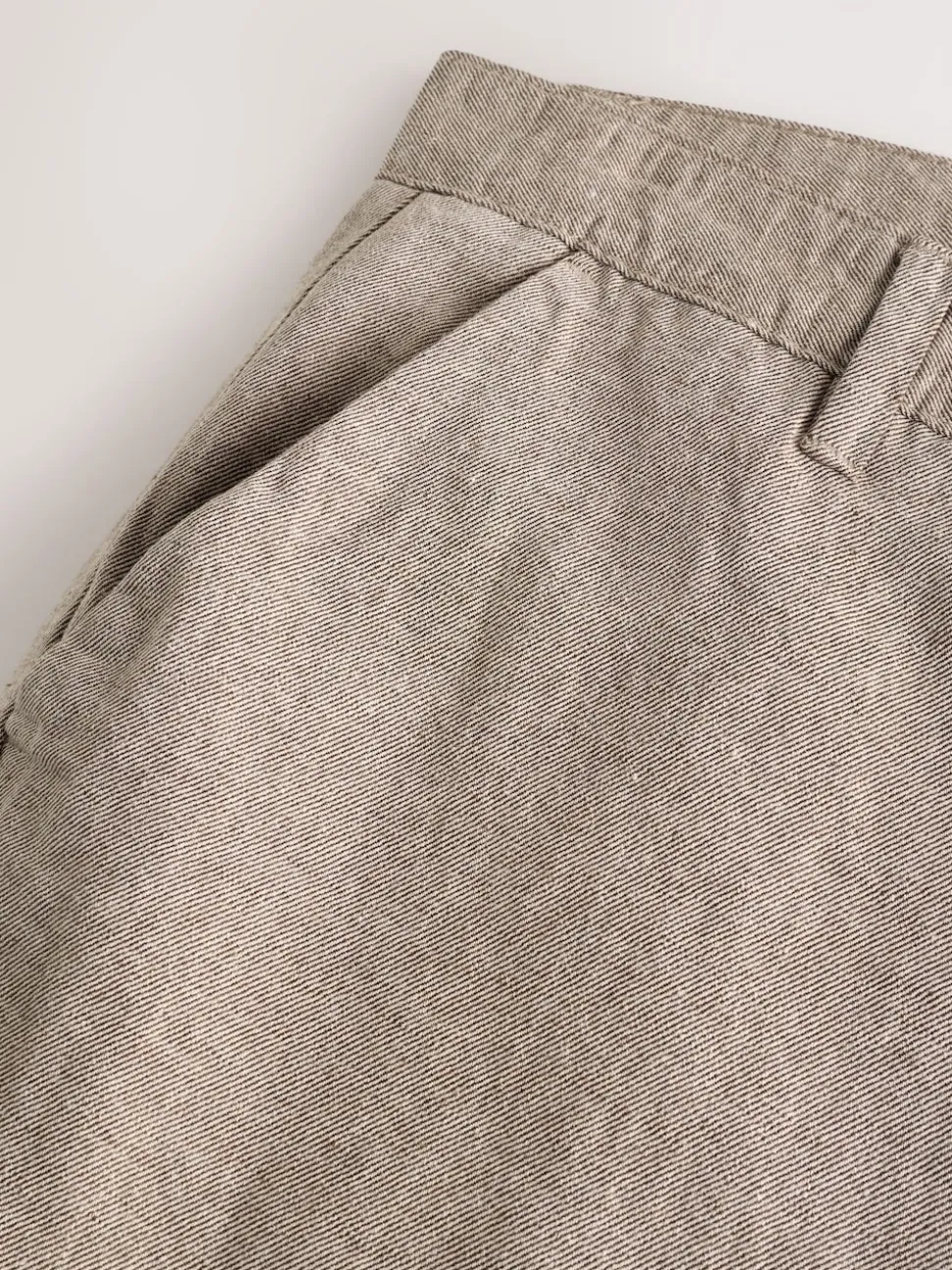 Neutral Regular Tapered Fit Linen Twill Trousers
